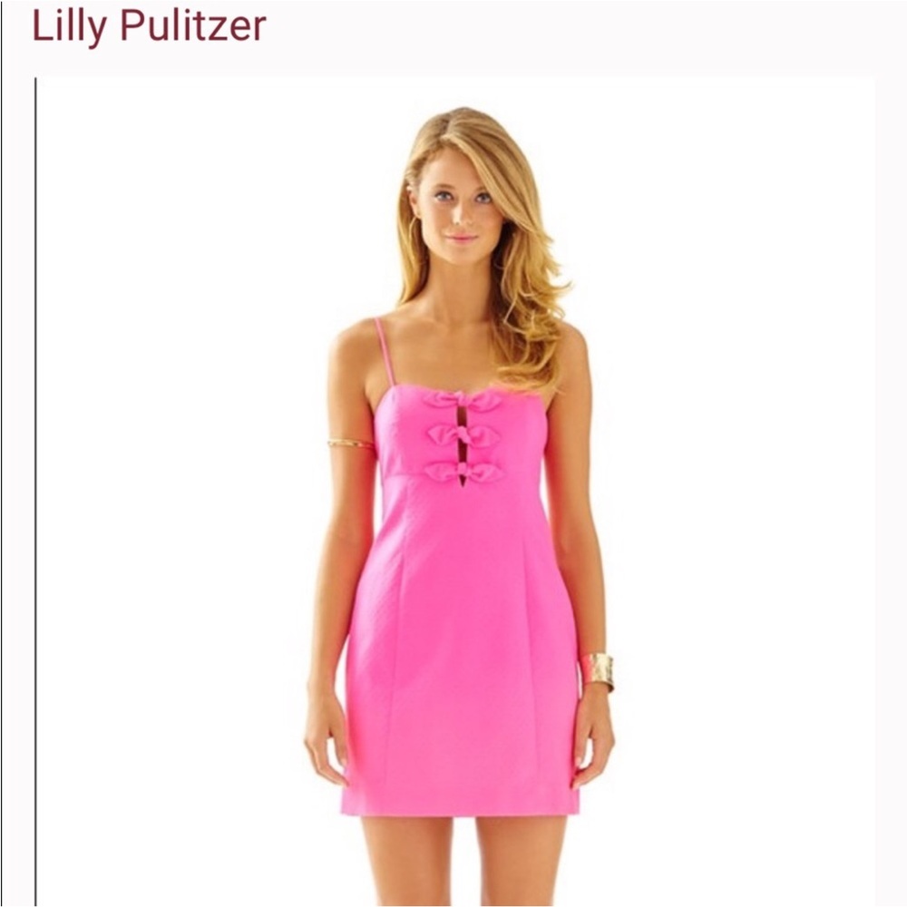 Lilly Pulitzer Vibrant Pink Petra Mini Bow Dress
